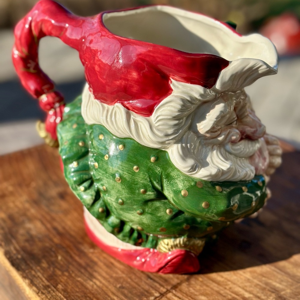 Colorful and Whimsical Santa Claus Elf Fitz and Floyd Christmas Pitcher - Picture 3 of 8